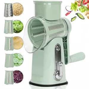 Rotary Cheese Grater with Handle, Manual Vegetable Slicer Grater with 5 Detac...