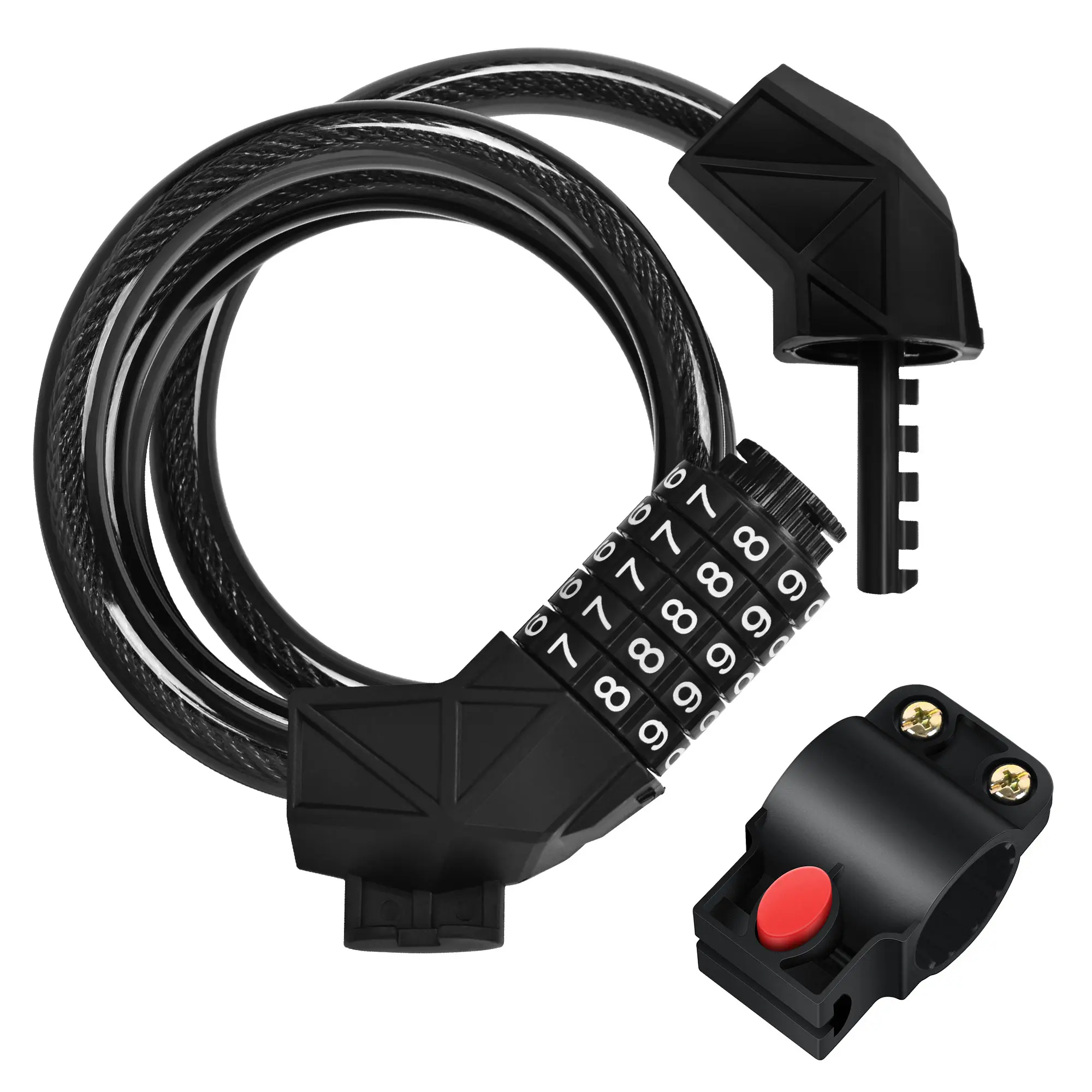 Anti-Theft 5-Digit Code Bike Lock with 4ft Steel Cable, 100000 Combinations, Weatherproof PVC, User-Settable Code, Universal Fit, 30-Second Reset Bike Security Bike Lock Mount Bike Protection Bike Safety outdoorfun tiktokshopbacktoschool