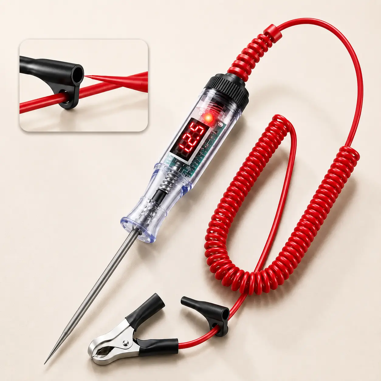 2026 New Heavy Duty Automotive Digital Circuit Voltage & Continuity Tester, 3-70V Wide Voltage LED Test Light, 110in Retractable Wire, ABS Plastic Multi-Model Tool with 1-Hand Clip for Car Relay Fuse Wiring Check, Voltage Meter, Dc Circuit Tester