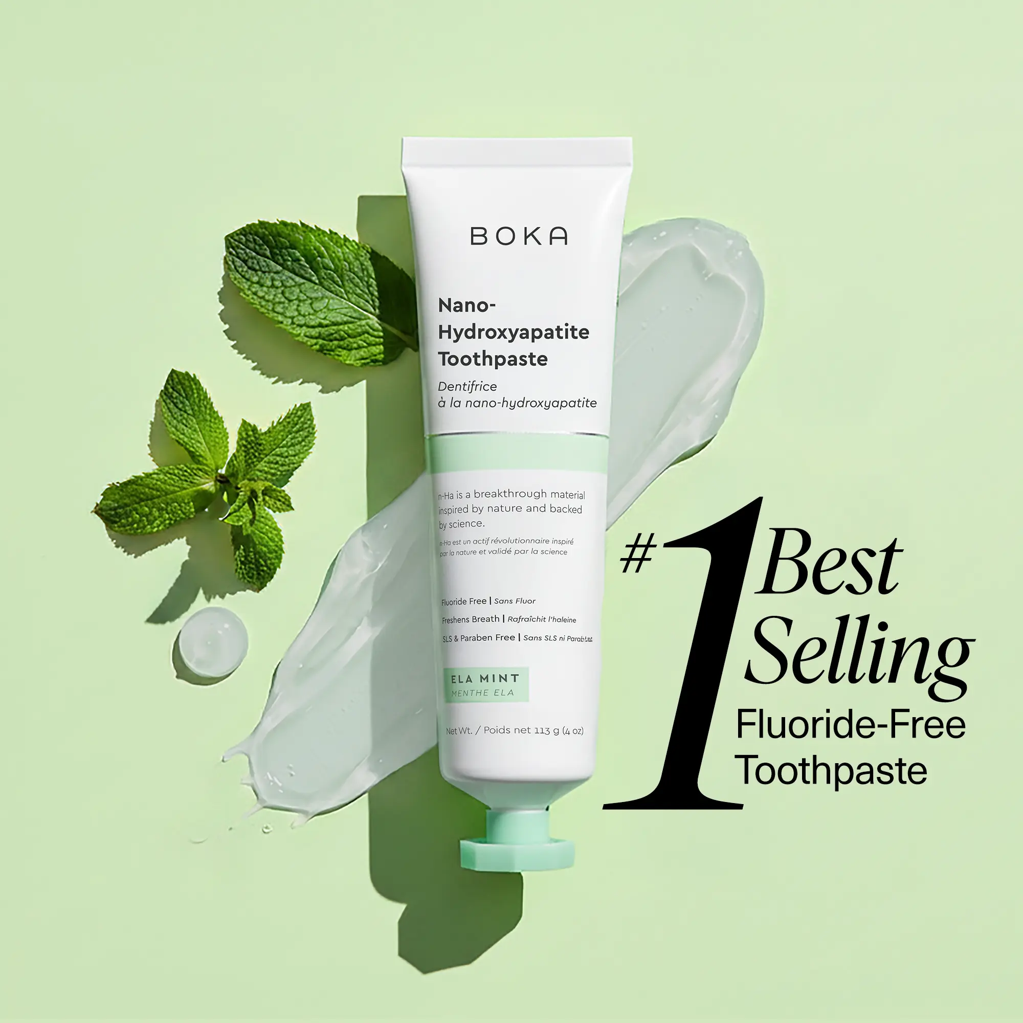 Boka Nano Hydroxyapatite Toothpaste, Fluoride Free Toothpaste, Appropriate for Sensitive Teeth - for Adults - US Manufactured