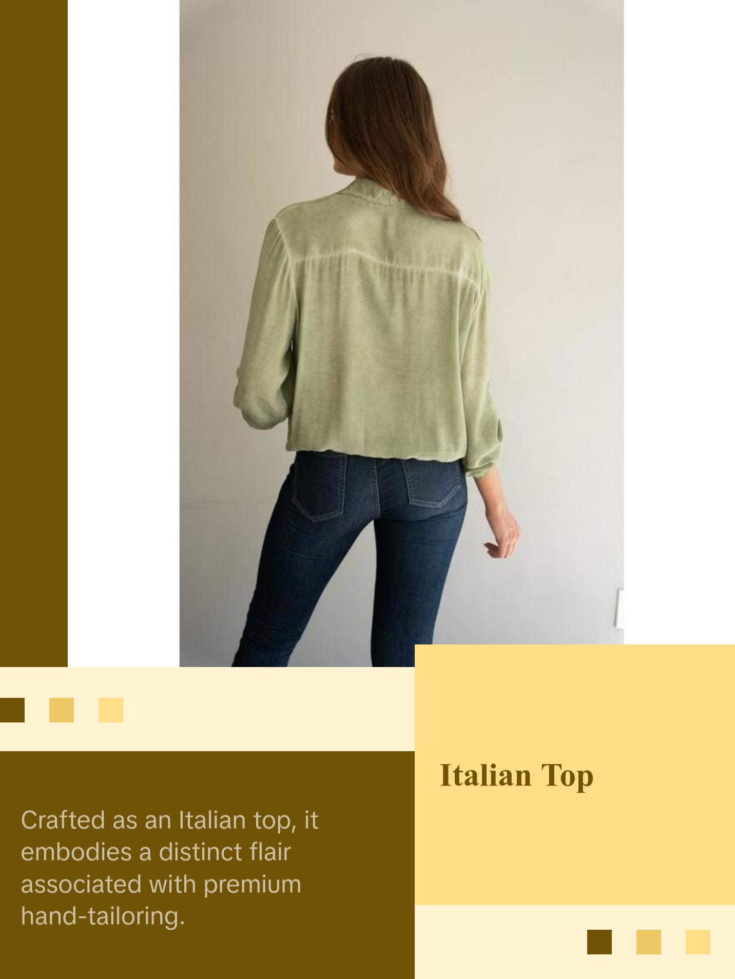 Star open collar button down Italian top
