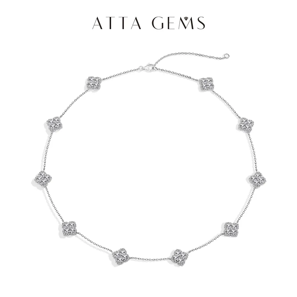 ATTAGEMS 925 Sterling Silver D VVS1 Color Lucky Lab-Created Moissanite Necklace for Women Daily Wear Birthday Anniversary Jewelry Gift for Lovers,Friends,Parents N052, Moissanite Pendant Necklace, Elegant Necklace