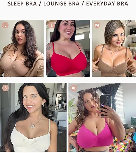 FeelinGirl Women's Wireless Bra Comfort Bralettes No Underwire Unlined Cami Bra Seamless Tshirt Bras Sports Bra Bralette Basic Comfortable Fit Womenswear Everyday Up to 44DD Super Brand Day #Summervibes