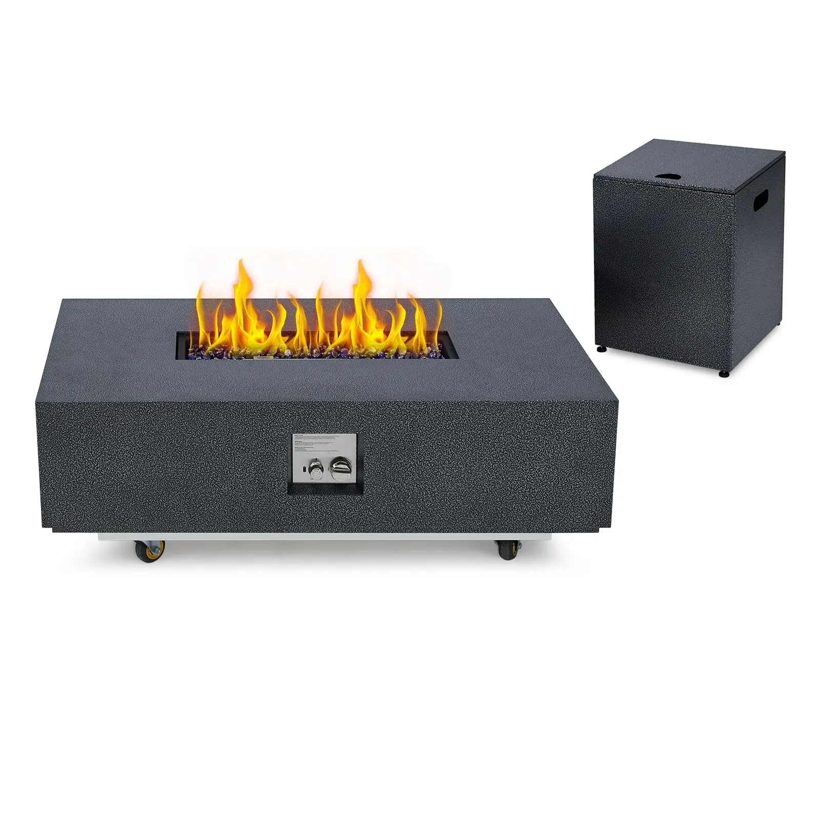 GAOMON 36" 50,000 BTU Propane Fire Pit Table Set, Outdoor Furniture Set with Wind Guard, Waterproof Cover, Removable Lid, Convertible to Dining Table for Patio, Garden, Yellow, Fire Pit Set