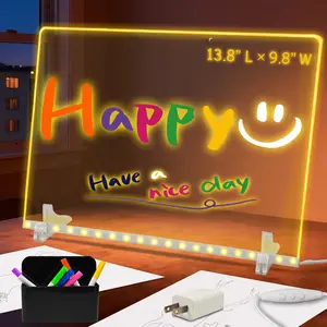 SunMeg Led Drawing Board for Kids, Acrylic Dry Erase Light-Up Board with Stand, Markers, Wipes & Tracing Paper — Erasable Reusable Message Board for Kids Learning, Birthday/Halloween/Christmas Gift, Decorative Neon Sign 13.8" L × 9.8" W