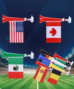 Football season, midsummer, football, cheering horn, cheering props for sports event audiences, 11 inch stadium horn with national flag, suitable for cheering for sporting events, events, parties and special occasions