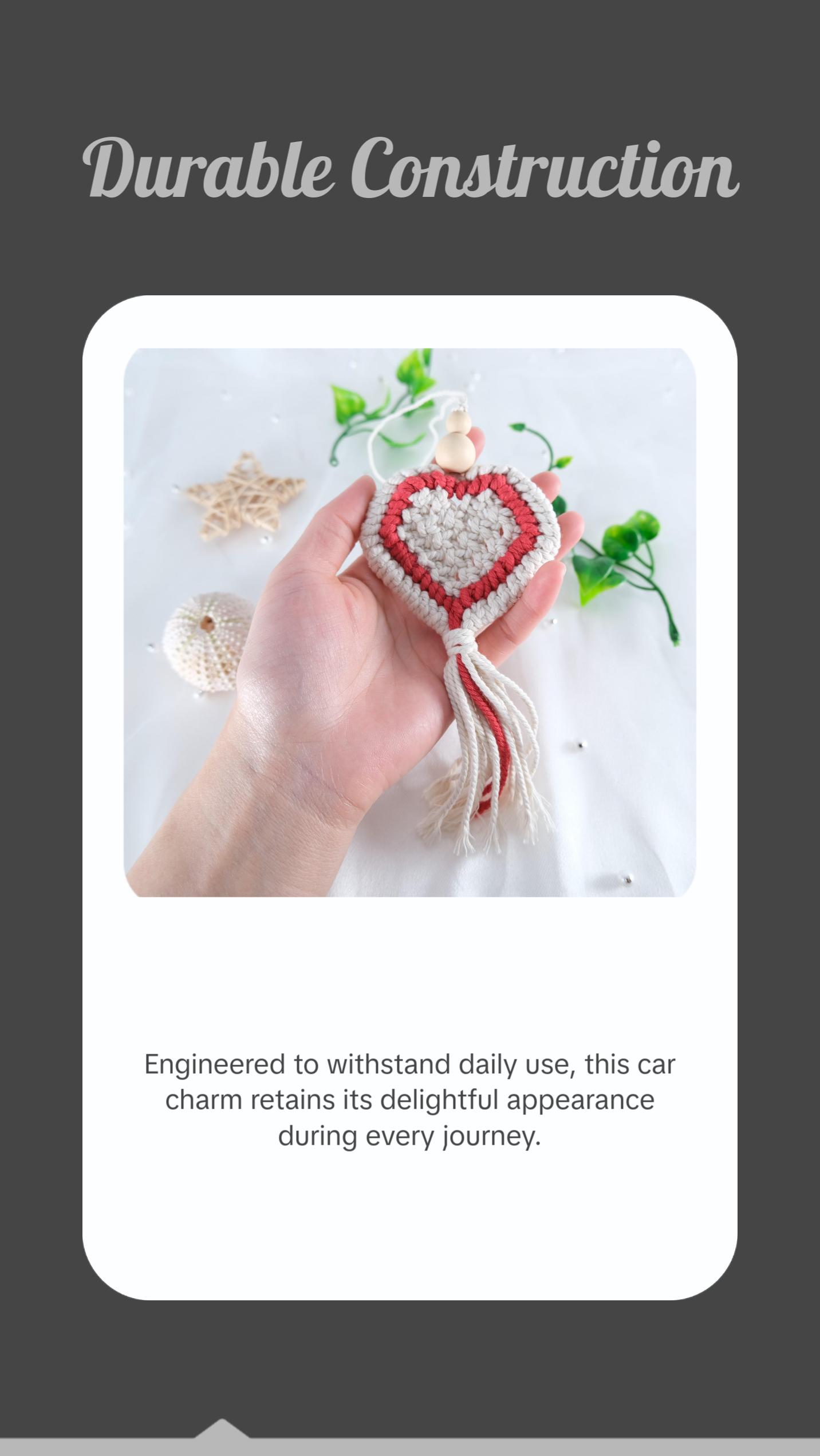 Macrame Heart Car Charm  Boho Car Accessory Macrame Car Decor Car Hanging Home Decor