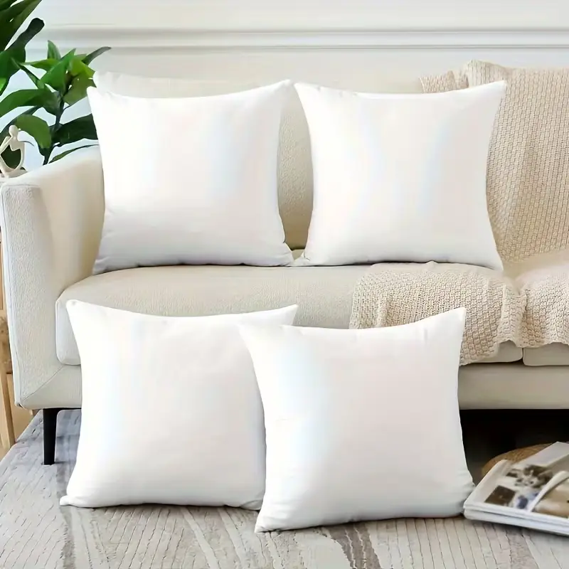 Lux Decor 4 Pack Throw Pillow Inserts – Soft Fluffy Square Cushion Fillers, Lightweight 100% Polyester Down Alternative Decorative Pillows for Couch, Sofa, Bed & Living Room, Available in 6 Sizes