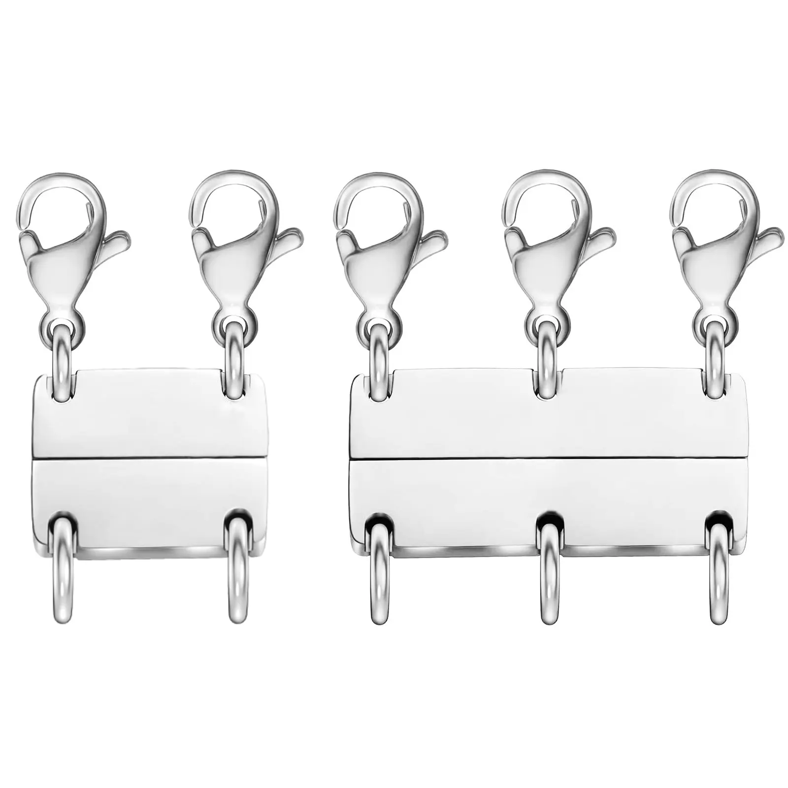 Gold & Silver Necklace Layering Clasp, Magnetic Separator for a Tangle-Free Multi-Strand Look, Hypoallergenic Alloy Adjustable Clasp for 3 Necklaces