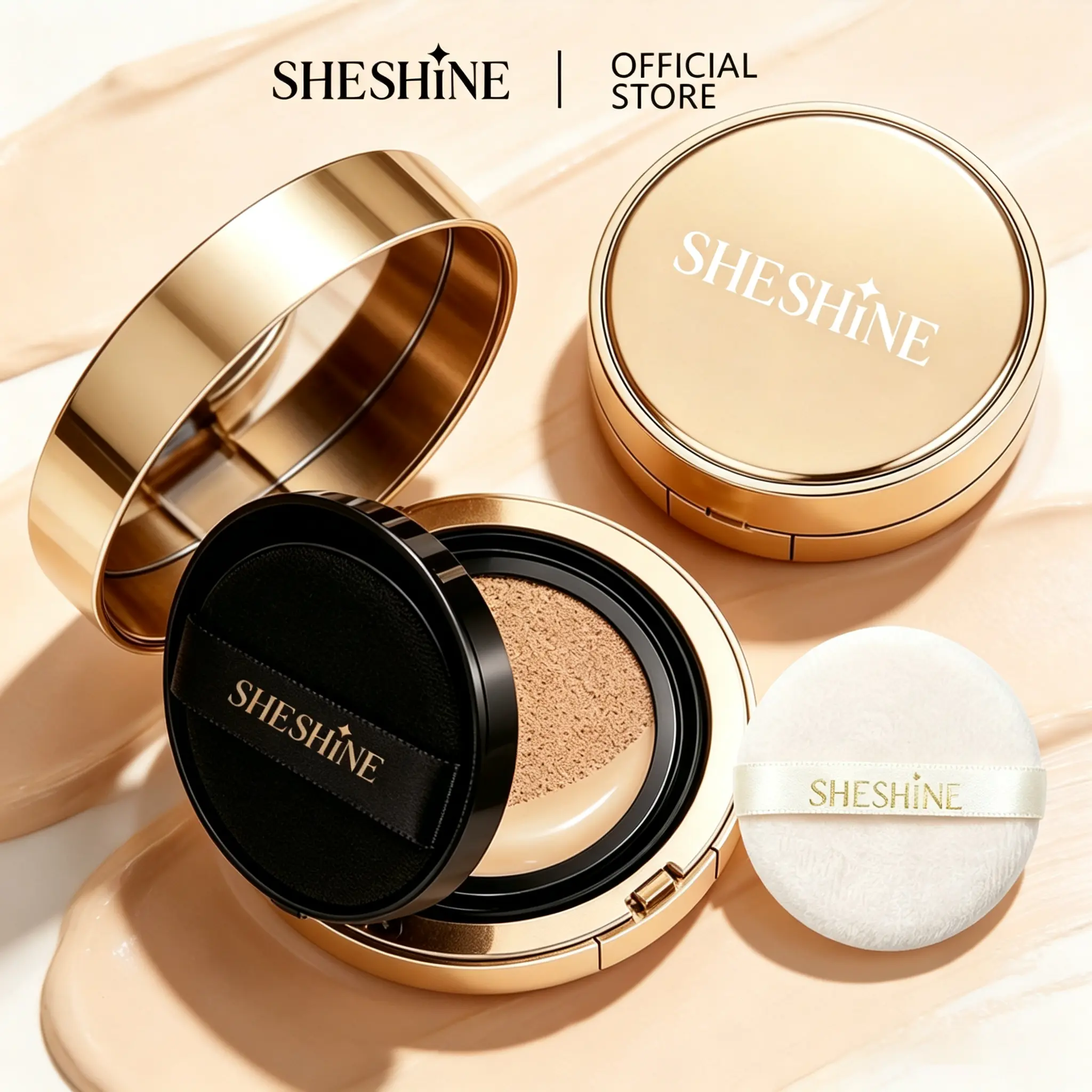 【A2】SHESHINE NOVO-Cushion BB + Compact Powder 2-in-1 Foundation   Hyaluronic Acid for Radiant Skin and Shine Control in 30 Seconds SHESHINE2002
