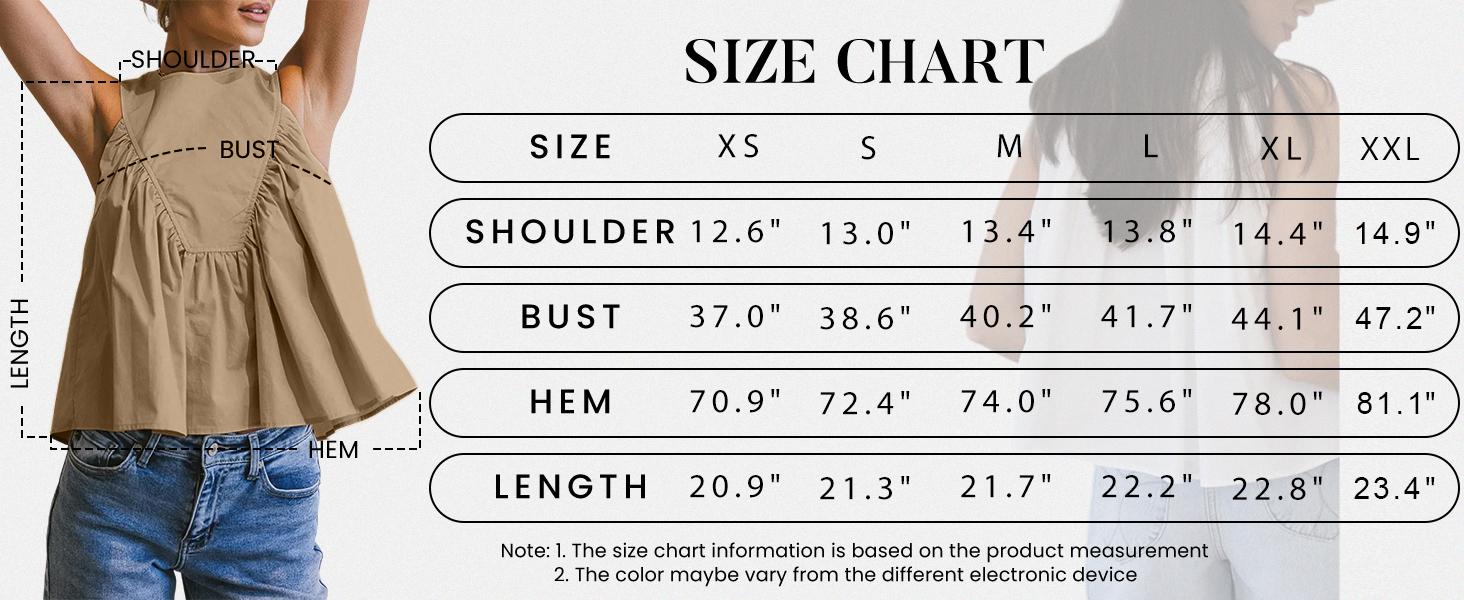 SCUSTY Womens Sleeveless Peplum Top Swing Tank Loose Fit Back Button Casual Blouse Ruffled Shirts SCUSTY Womens Sleeveless Peplum Top Swing Tank Loose Fit Back Button Casual Blouse Ruffled Shirts