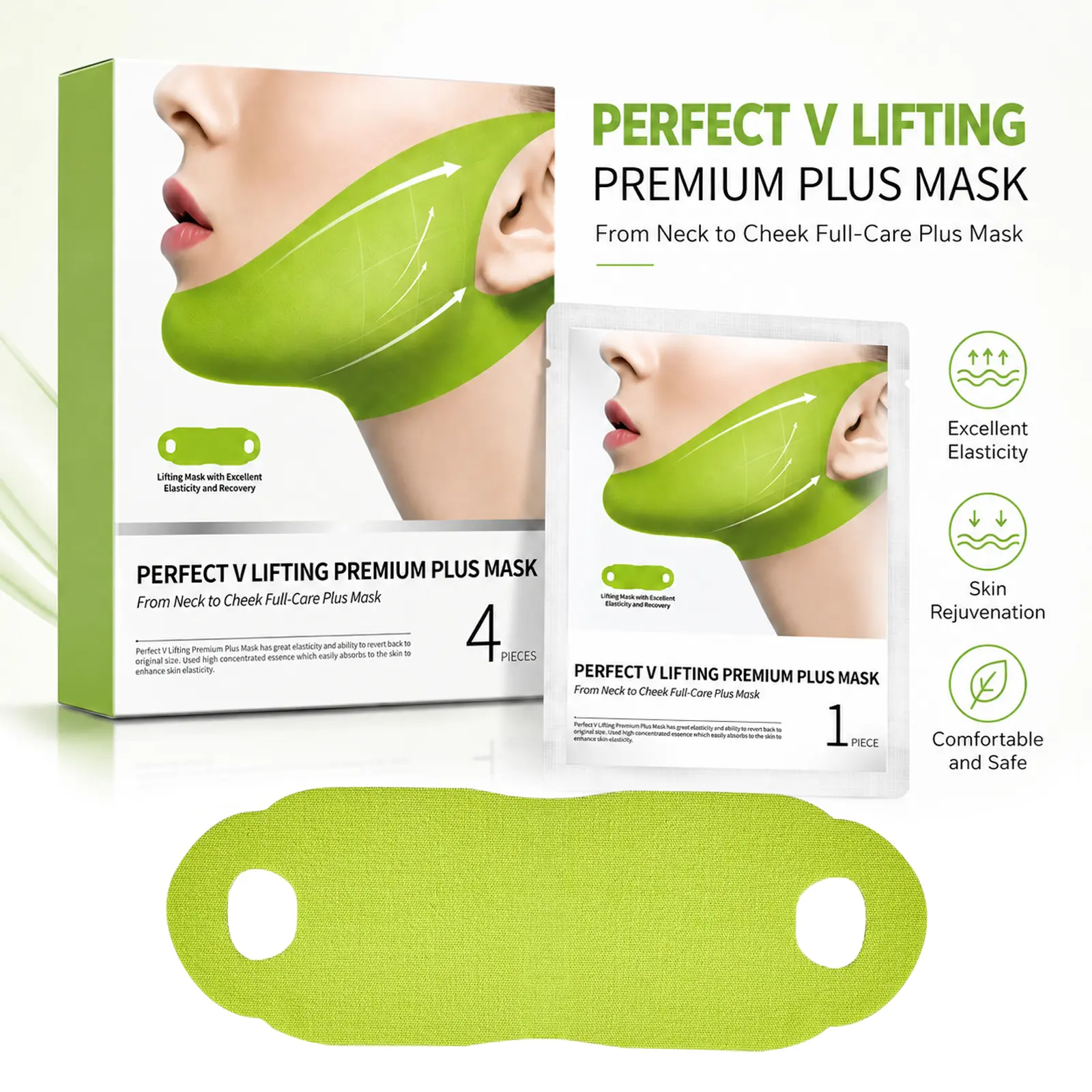 V-Lifting Mewing Mask & Neck Care Set for Women, Invisible Face Contour Tape with Comfortable Fit, Jawline & Neck Support Wrap, Overnight Beauty Care Accessories for Daily Self-Care, Breathable Stretch Fabric, Gift Set for Home Spa Routine