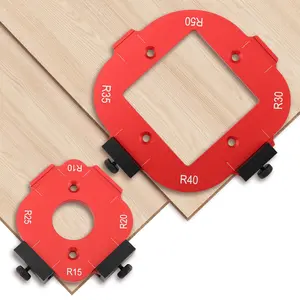 2 Pcs Router Corner Radius Template R10/R15/R20/R25/ R30/R35/R40/R50, Aluminum Router Corner Rounding Jig for Woodworking, 4-in-1 Arc Cutting Guide Set for Trim, Handheld, and Table Routers