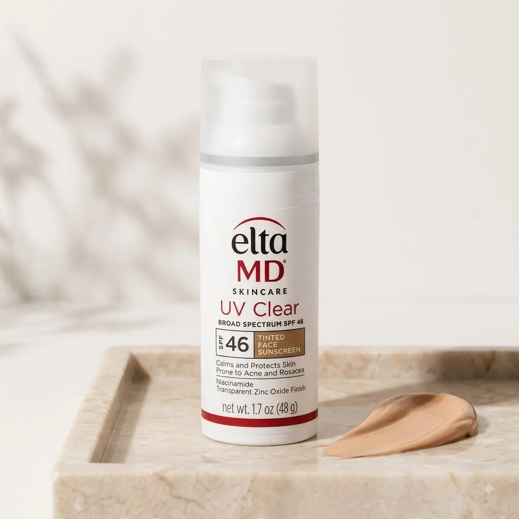 Elta MD V Clear Tinted Broad Spectrum SPF 46 Sunscreen, Transparent Zinc Oxide Finish, Niacinamide Calming Formula for Acne & Rosacea Prone Skin