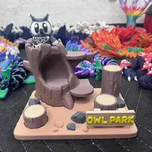 3D Printed Owl Statue - Lightweight Wooden Log & Plastic Owl Tree Scene, Shelf/Home Decor, Park Display, Ideal Desk Gift