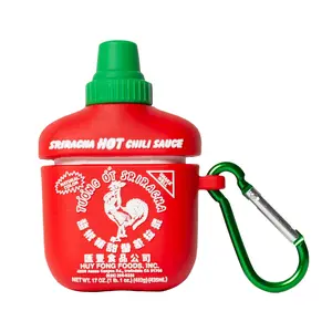 Sriracha Hot Chili Sauce AirPod Case Gen 1 and 2 With Carabiner Clip
