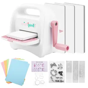 Mini Die Cutting and Embossing Machine with Starter Kit, 8.5 cm (3.5"") Feed Slot for 3"" Paper, Includes 24 Accessories for DIY Crafts, Card Making & Scrapbooking(Pink)