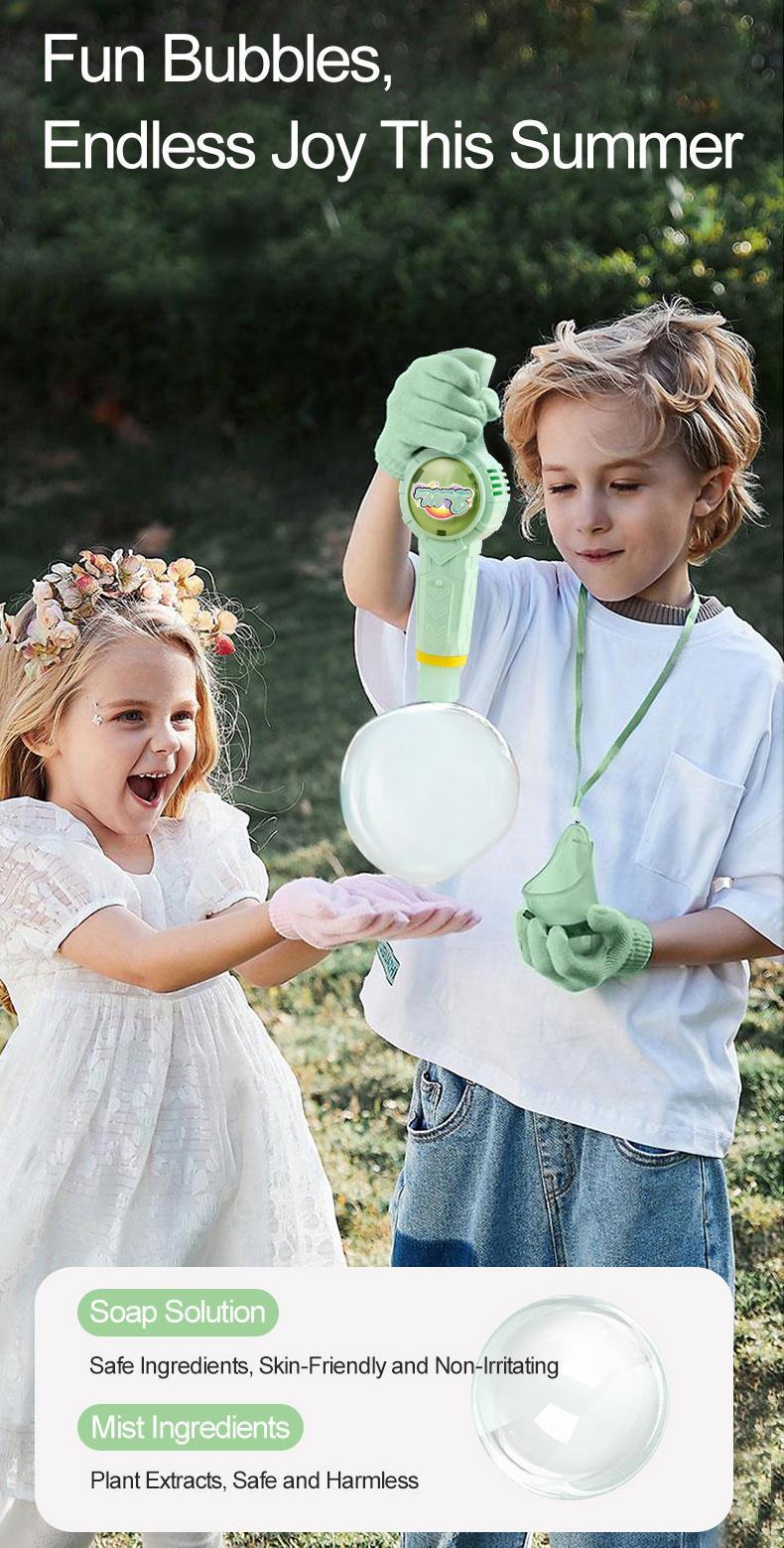 New Fog Bubble Machine with Paddles – Smoke Bubble Wand, Bounceable Bubbles Like Ping Pong, Lights & Music, Fun Outdoor Toy for Kids, Gift for Boys & Girls summerwins