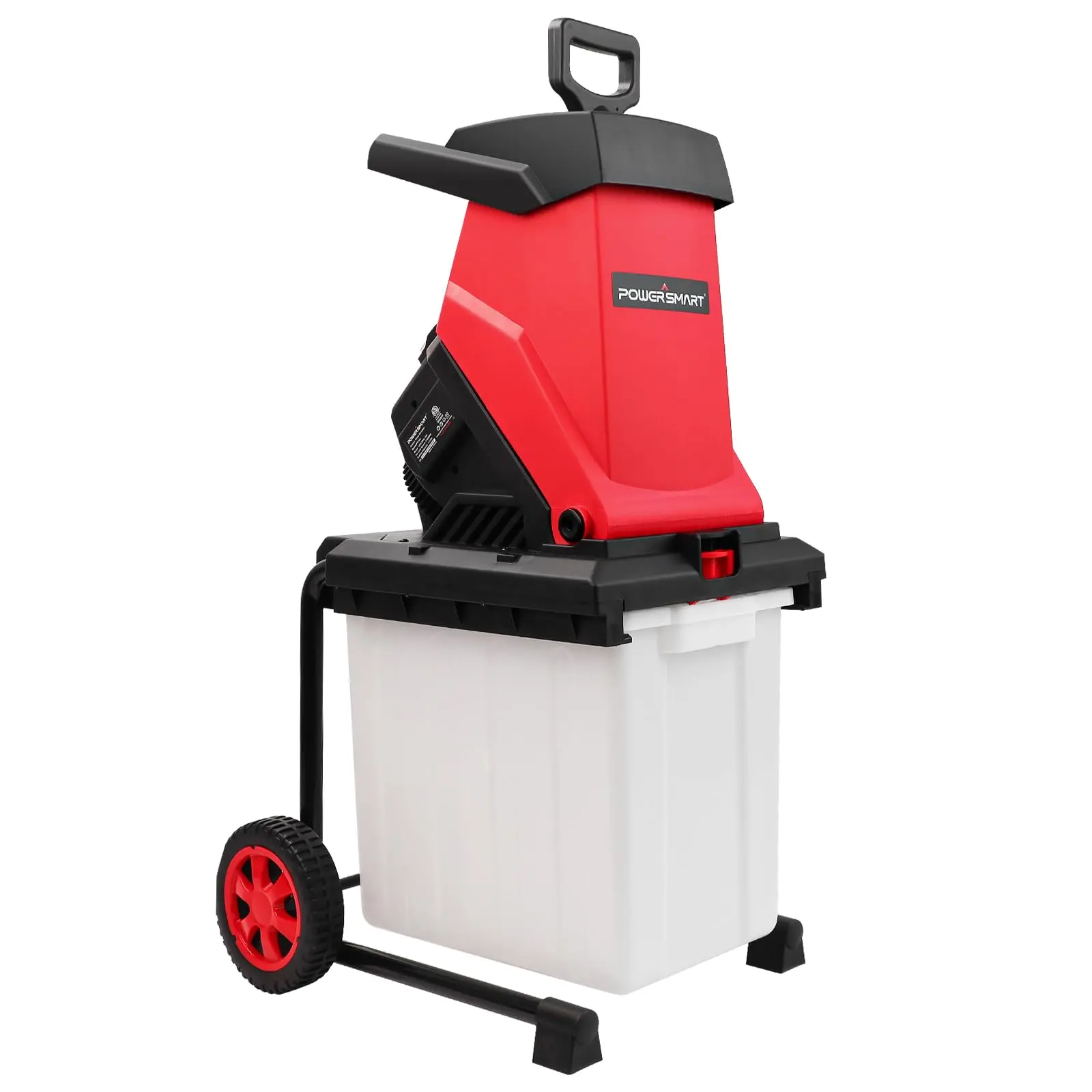 PowerSmart 15-Amp Electric Wood Chipper Power Tool (PS12A) - 15A Fast Shredding, Bin for 1.2 Bu, Shreds Peelings Too, Cuts Yard/Garden Debris