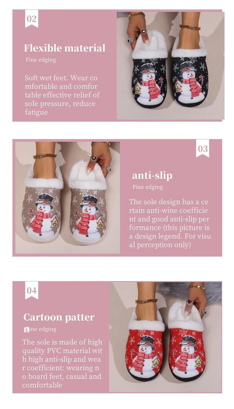 Cozy Snowman Print Slippers - Soft, Non-Slip Rubber Sole, Machine Washable, Indoor/Outdoor Use, Winter Warm Bedroom Slippers, Casual Slip-On Style, Winter Warm Slippers | Playful Design | Rubber Non Slip Sole