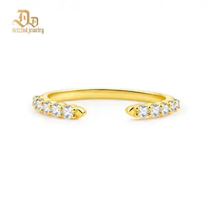 Delzzad Sparkling Open Band Ring Bridal Engagement Ring Synthetic Moissanite S925 Jewelry Perfect Valentine's Day Birthday Engagement  Wedding Anniversary Christmas Gift
