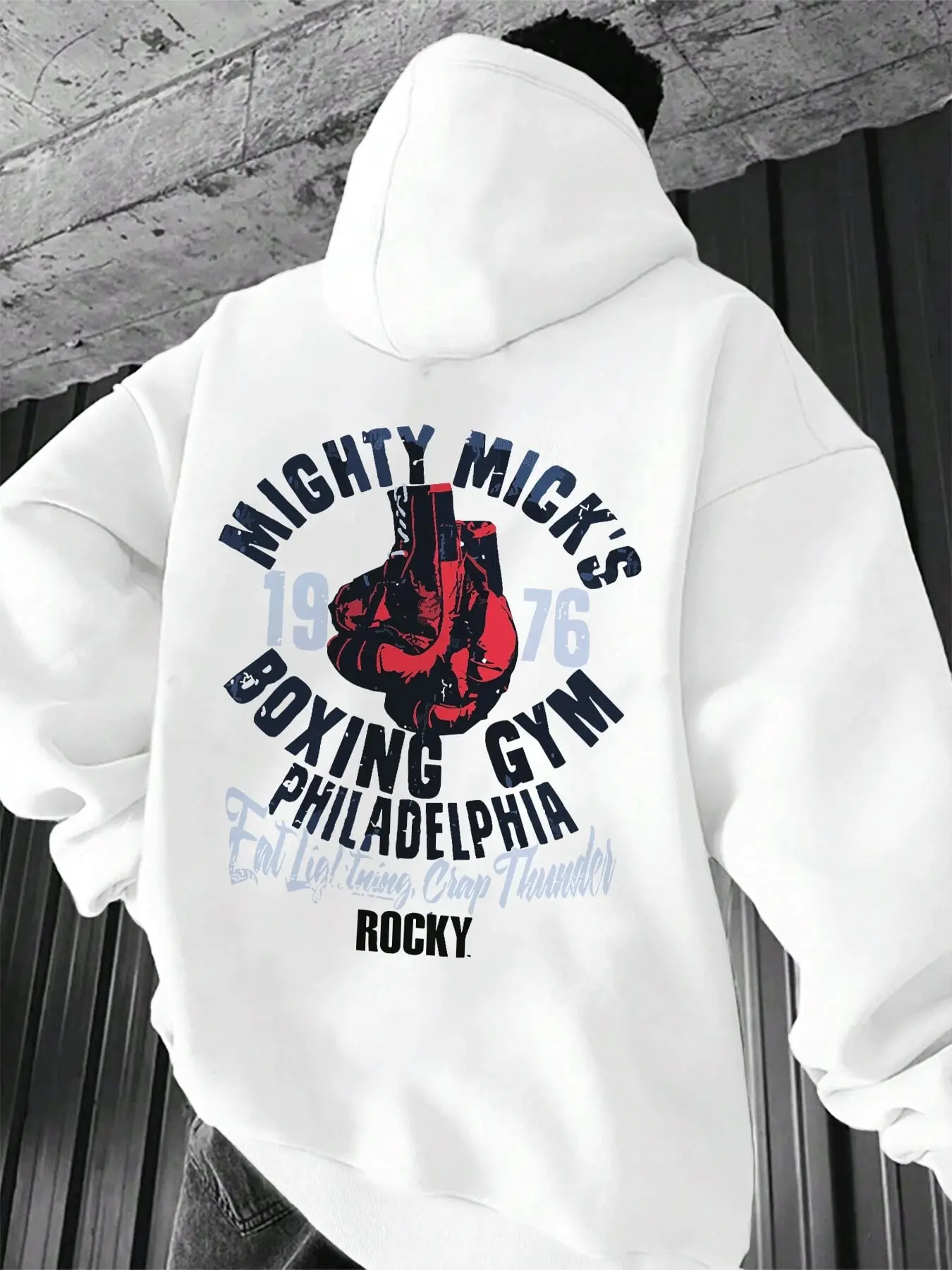 Tiktok Retro Movie Vibes Mighty Mick's Boxing Gym Hoodie, Classic Rocky Print, Vintage Style, Fitted Design, Spring & Fall Fashion, Sweatshirts, Wearable Hooded Sweatshirt