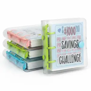 Mothersdaysale3-Color Mini Binder with Cash Envelopes, 1000 Money Saving Challenge Reusable Budget Book, Portable Deposit, Easy and Fun Way to Save (Pink / Blue / Purple)