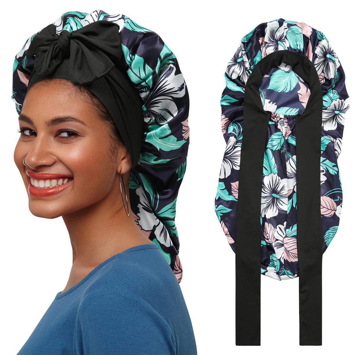 Single-Layer Summer Cool Style Solid Color Long Satin Bonnet Sleep Cap Adjustable Care Nightcap for Women Braids Curly Hair Natural Hair Wrap for Sleeping Cap with Tie Band Elastic Hair Care Bonnet Single-Layer Summer Cool Style Solid Color Long Satin Bonnet Sleep Cap Adjustable Care Nightcap for Women Braids Curly Hair Natural Hair Wrap for Sleeping Cap with Tie Band Elastic Hair Care Bonnet