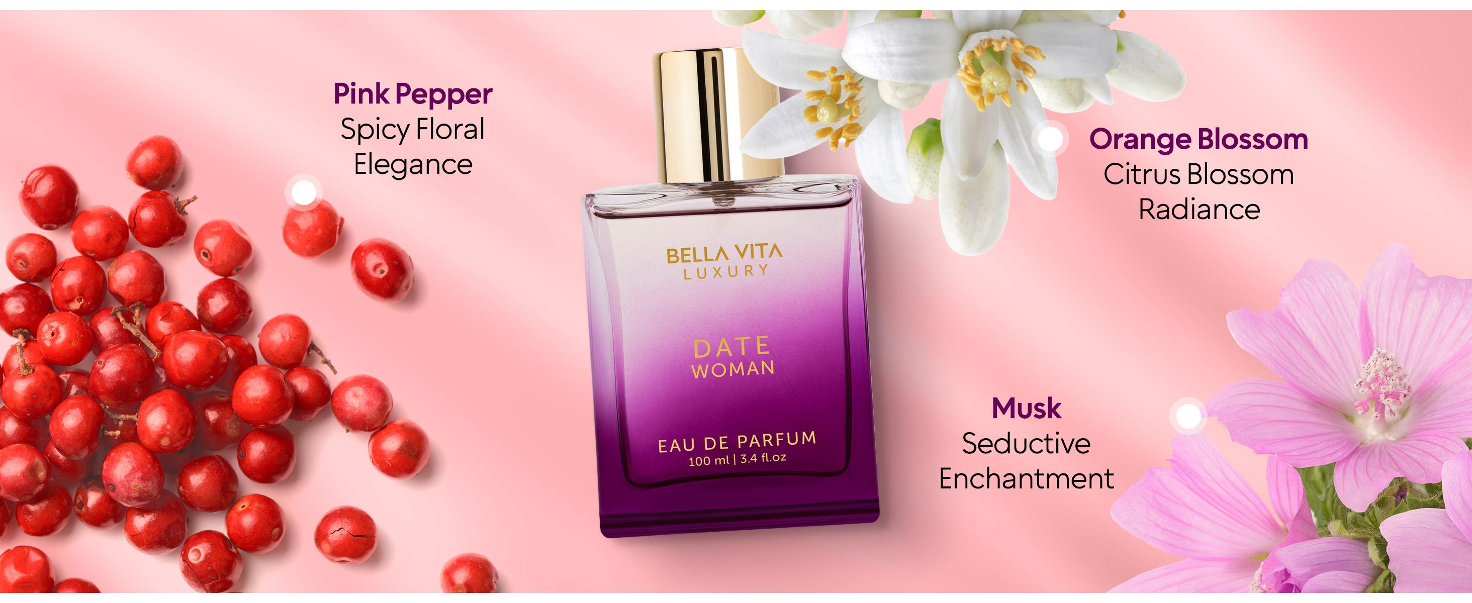 Bellavita Luxury DATE Woman Eau De Parfum 100ML | Romantic Women Perfume | Long Lasting Floral Fruity Fragrance | Perfume for Women | Women Perfume Gift Set | Women’s Day Special