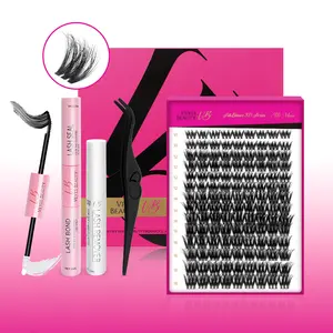 VEYESBEAUTY VB-Muse 3D Volume Cluster Lashes Individual Lash Extensions Layered Fluffy Eyelashes Wispy Faux Mink Lash Newbie's Five-Second DIY Mixed Length Large Tray for Self Application Makeup at Home Cosmetic Eyelashes Extensions