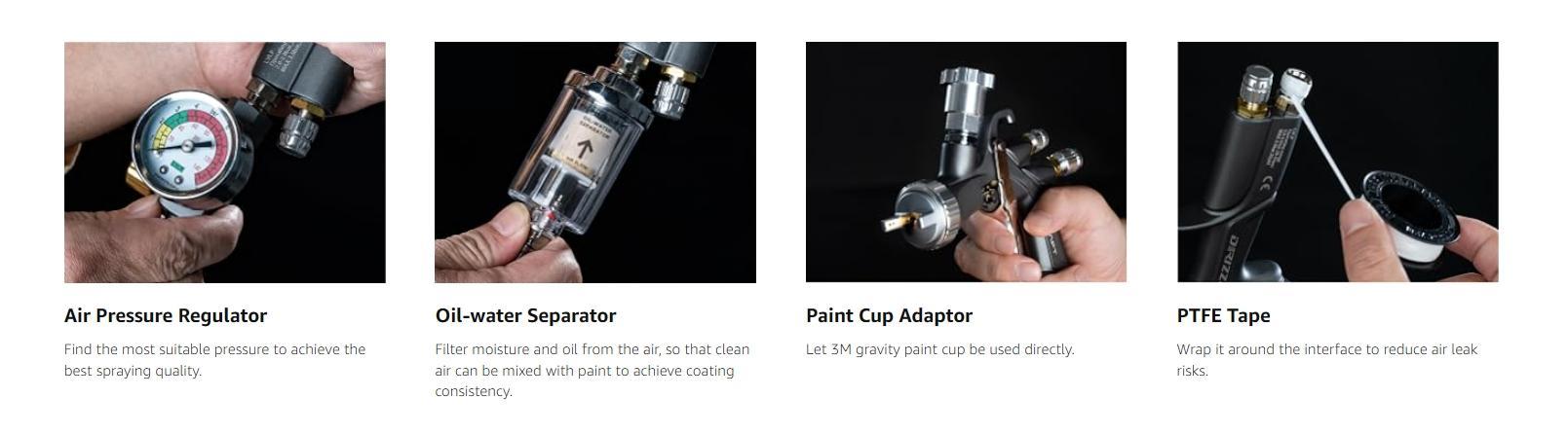 InoKraft DRZZLE D1-LVLP Spray Gun Premium & Basic Kit for Cars & House DIY Painting Superior Quality Atomization Efficient Transfer Easy Operation One-Piece Forged Aluminum Body Teflon Coating