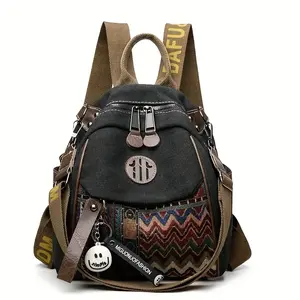 2in 1 Convertible Backpack Purse for Women - Boho Ethnic Pattern Crossbody Bag, Small Lightweight Shoulder Bag for Travel, Daily Use,Random stripe pattern Bookbag