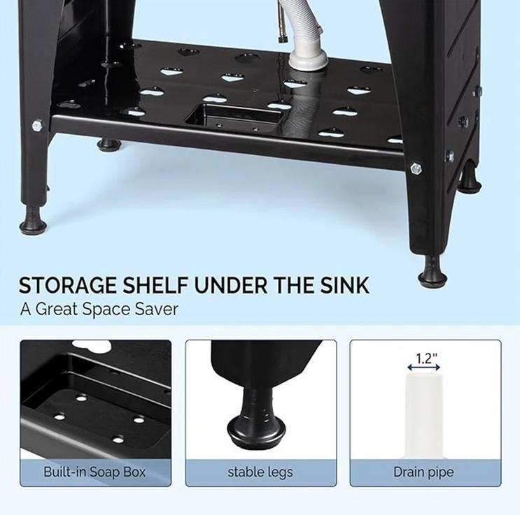 24"D x 40"W x 36"H Multi-functional Washing Sink Laundry Basin with Faucet & Shelf Plastic & Metal Feet for Laundry Room Garage Utility Sink with Drainboard Movable Storage Shelf 24"D x 40"W x 36"H Multi-functional Washing Sink Laundry Basin with Faucet & Shelf Plastic & Metal Feet for Laundry Room Garage Utility Sink with Drainboard Movable Storage Shelf