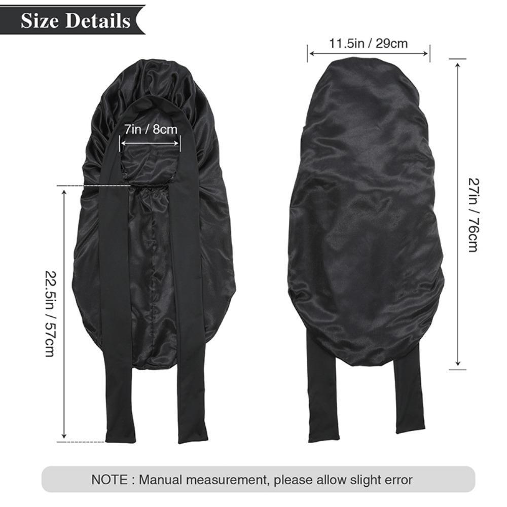 AWAYTR Solid Color Long Nightcap for Women Satin Double Layered Sleeping Hat Tie Band Elastic Hair Care Bonnet TikTokShopBlackFriday