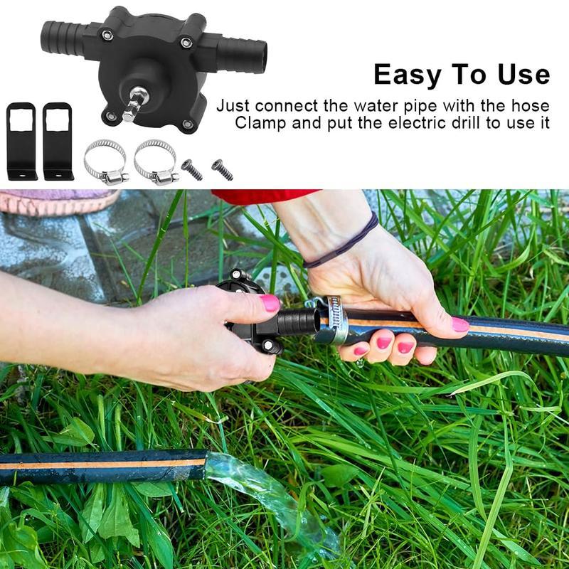 High-Flow Electric Manual Drill Pump,Hand Drill Water Transfer Pump, Mini Electric Fluid Transfer Pump For Oil, Gasoline & Diesel, Non-Electric Pump with Quick Flow Rate & Hose Connectors for Home, Garage & Outdoor Use Hand Fuel Pump