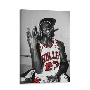 Michael/Jordan Poster Basketball Wall Art Sports Print Motivational Poster Gift for Basketball Fans Canvas Painting with Solid Wood Frame Waterproof Design for All-Scene Versatility