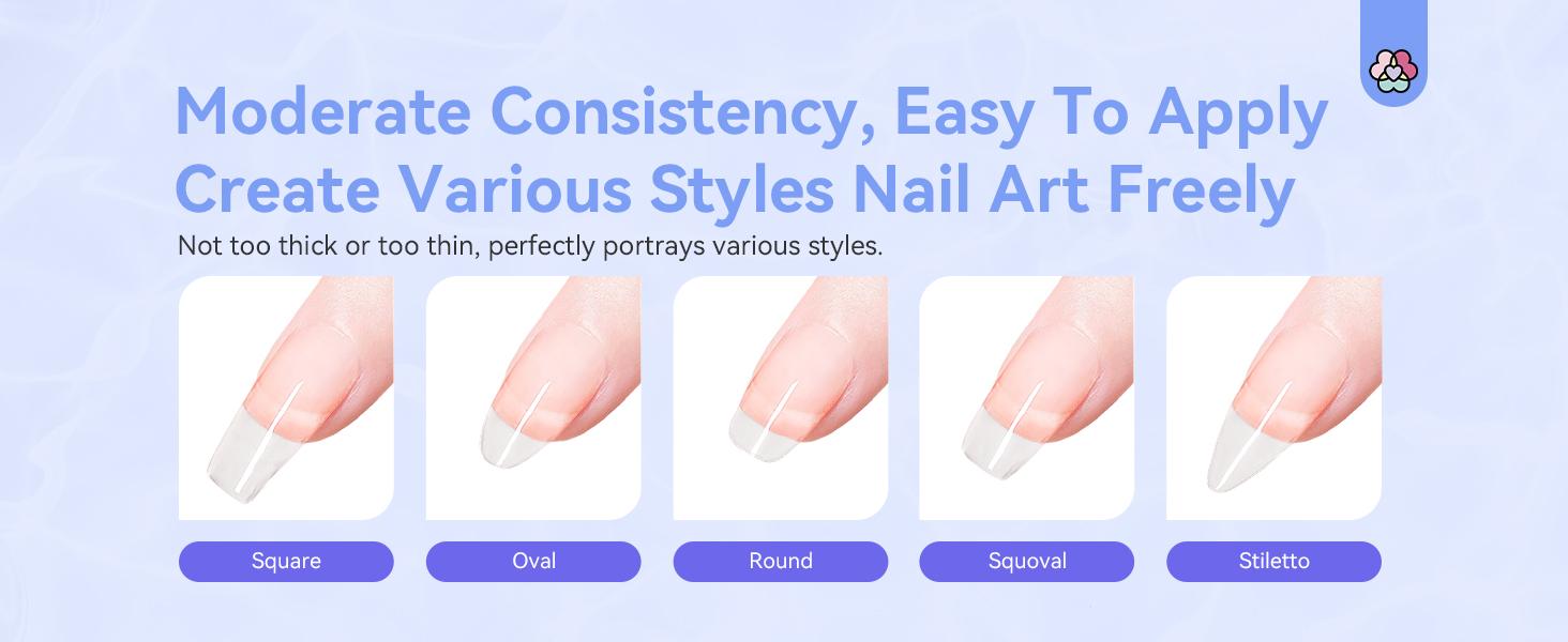 SAVILAND Builder Nail Gel Kit - 60g Clear Gel with 100 Forms & Acrylic Brush for Durable Nail Art Designs Lightweight & UV Cured