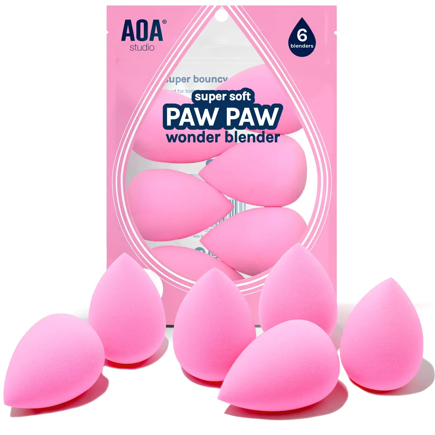 6-Piece Latex-Free High-Definition Blending Sponge Set - Super Soft Facial Makeup Tool, Face Sponges for Powder, Cream, Foundation Application, Makeup Sponges For Foundation
