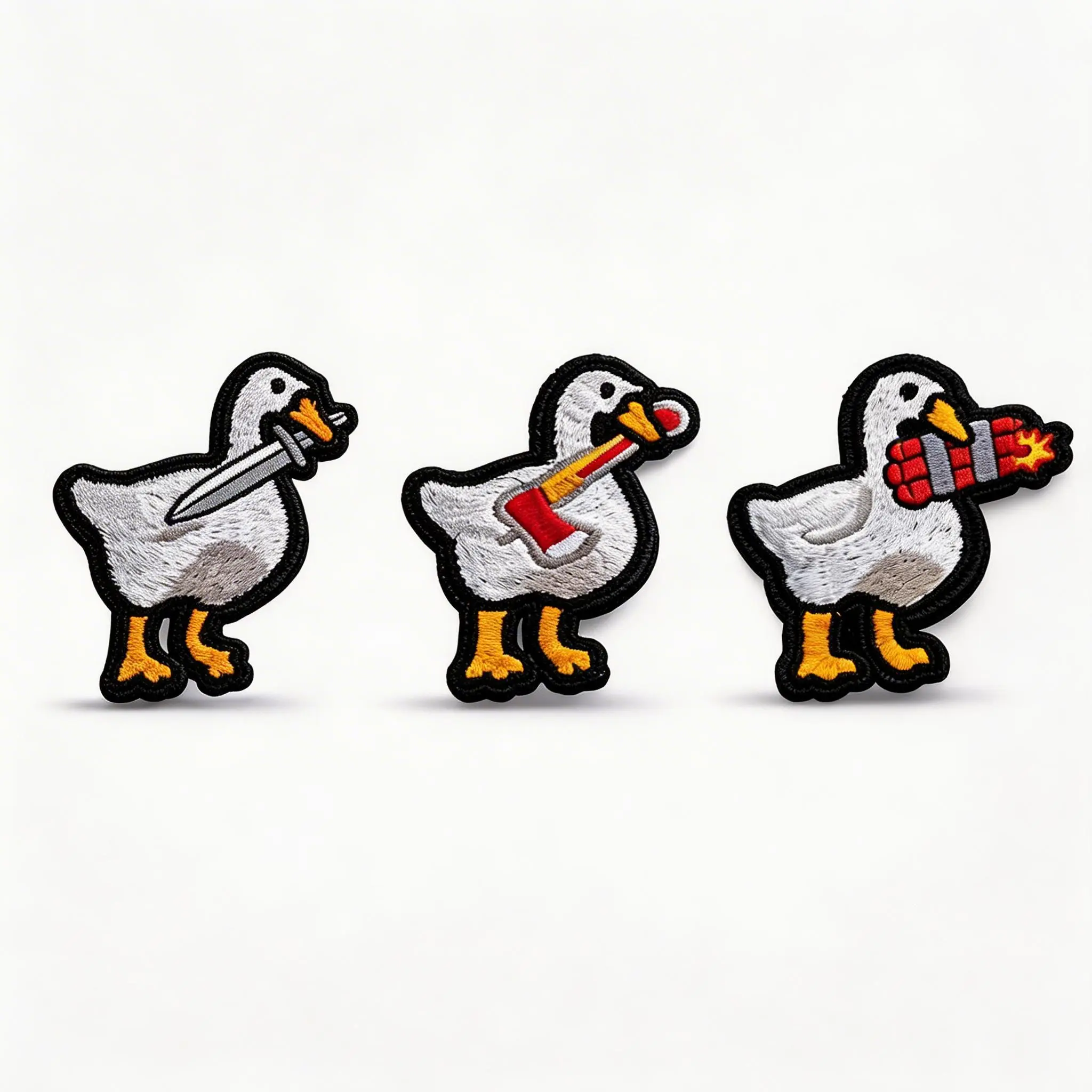 3Pcs Premium Embroidered Patch Appliques Embellishments - Funny Goose Polyester Iron-On Tactical Meme Badges, Clean Edges, Durable Fade-Resistant Backing, Easy Application, Quick Clean Strong Hold for DIY Customization on Jackets, Backpacks, Patch Embroid
