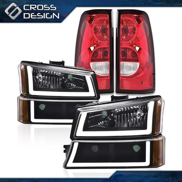 CROSSDESIGN 1 Pair Direct Fit LED DRL Beam Headlights, Blinker Lights & Tail Lights Car Exterior Upgrade Accessories for 2003-2007 Chevy Silverado (Show Use)