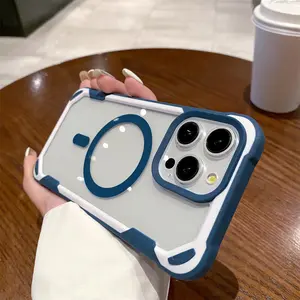 Magnetic Mag Safe Shockproof Bumper Case For iPhone 17 16 15 14 13 12 Pro Max 17 Air Cover Armor Transparent Wireless Charging Protective Anti-Fingerprint, Guard Corner, Cute Case