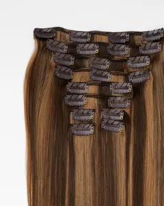 14" Regular Clip-In Straight | #5N/7G Warm Brown Blend