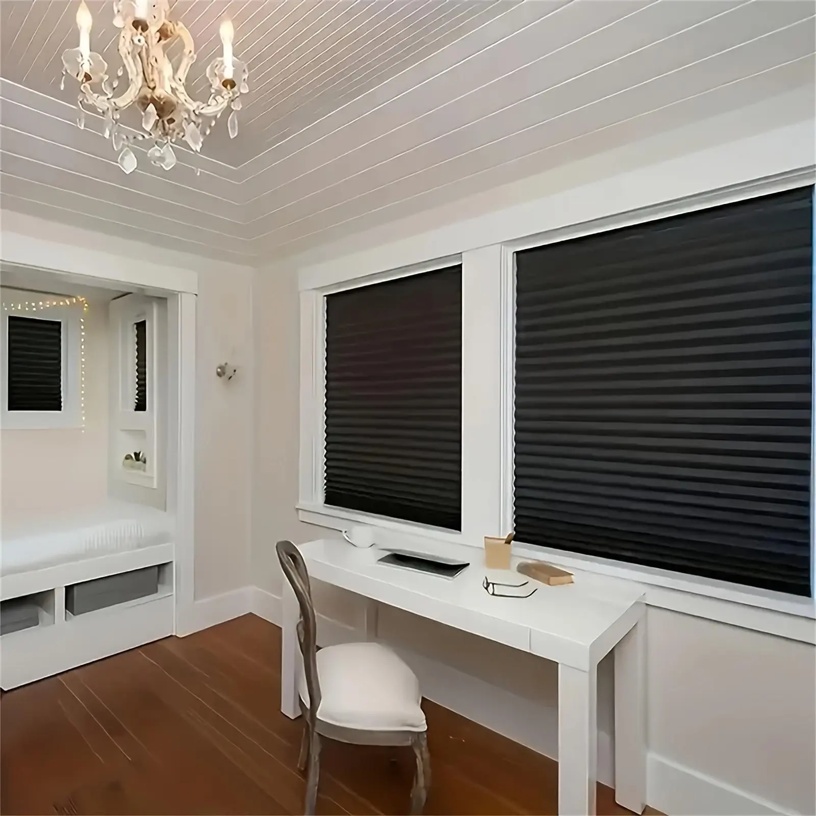 Blackout Pleated Window Shades Window Curtain - UV Blocking & Privacy Protection, Stay Cool No Glare for Bedroom Living Room & Office, Blackout Window Cover Curtains Black Out