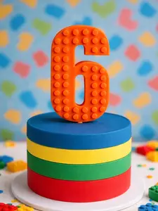 Building Block Number Cake Topper, Block Style Birthday Cake Topper