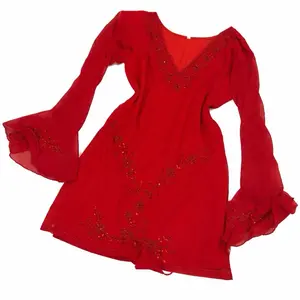 90s Style 3 pc Kurtha set with Bell sleeves in georgette fabric