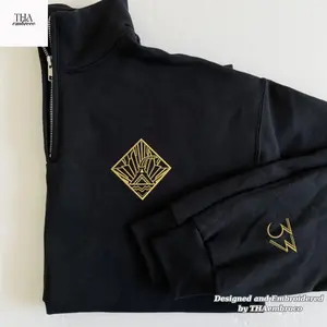 Lumiere Clair Obscur Embroidered Quater Zip Sweater, Expedition 33 Shirt, Video Game Gift for Him Embroidered Quarter Zip Unisex Sweatshirt