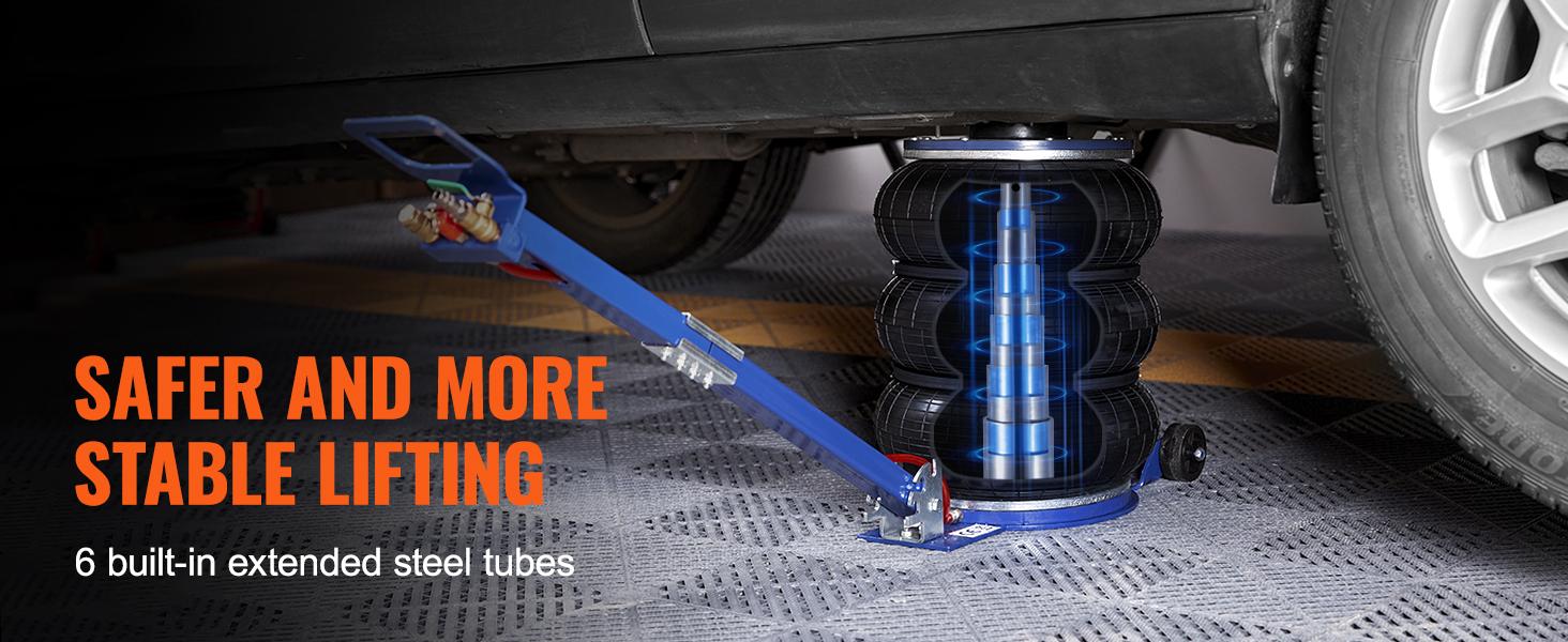 VEVOR Air Jack, Various specifications, Triple Bag Air Jack, Airbag Jack with Six Steel Pipes, Adjustable Handle for Car, Garage, Repair