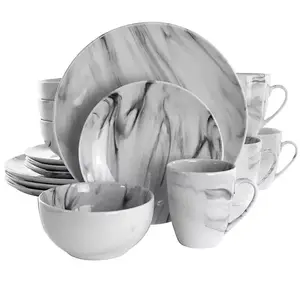 Black and White Marble 16-pc. Dinnerware Set