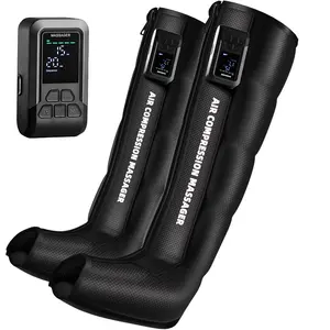 Cordless Air Compression Leg Massager Rechargeable Portable Full-Leg Wrap, Auto Shut Off, 3-Zone Sequential Modes, 5 Adjustable Intensities for Relaxing Therapy