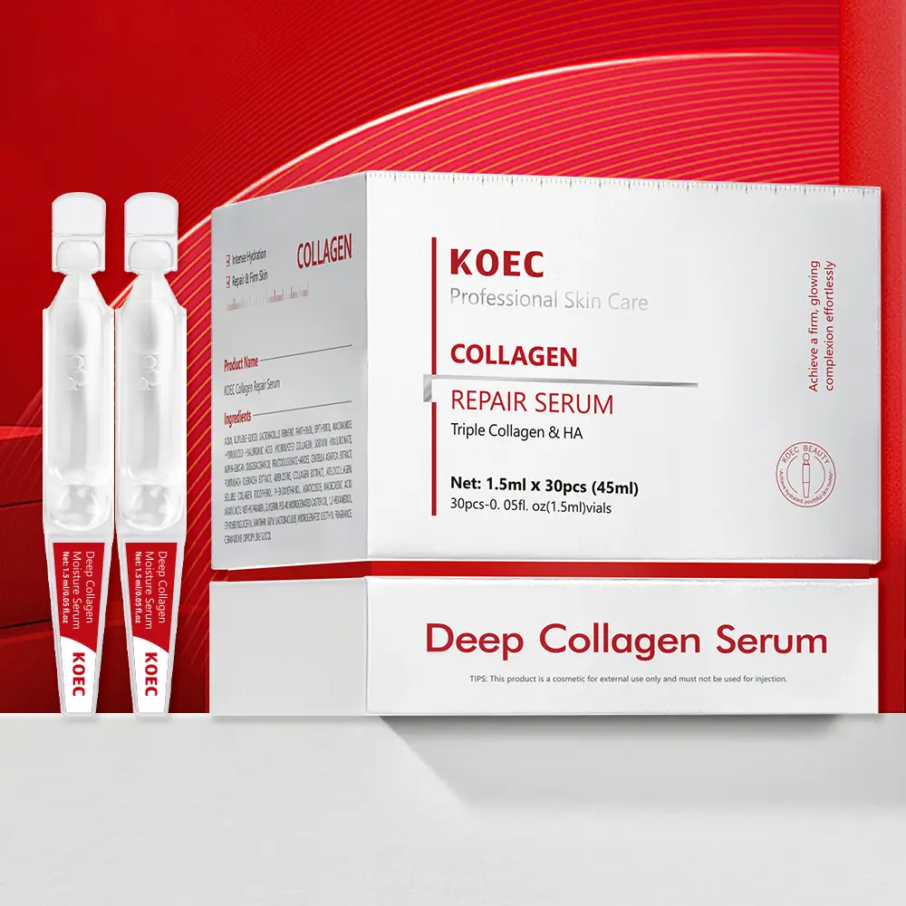 KOEC Triple Collagen & HA Serum Ultra-Hydrating Repair Serum Single-Use Vials Deep Collagen Serum Skincare Hyaluronic Acid for Acne & Radiant Skin Care 1.5ml x 30pcs 45ml - Plant